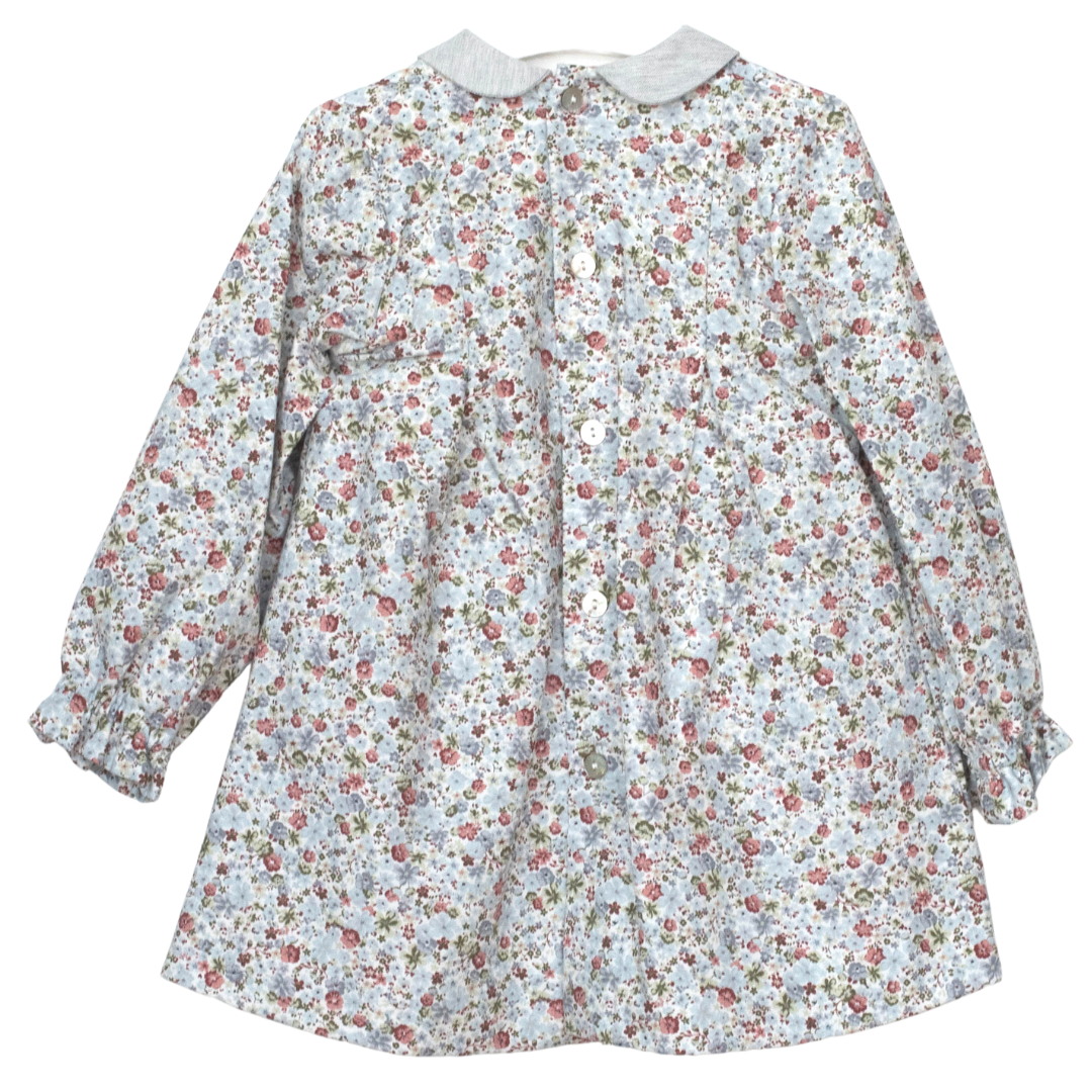 Vestido estampado Liberty de manga larga con punto smock